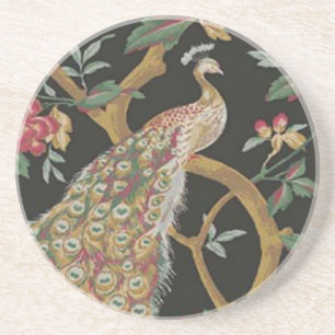 Elégant Peacock Sur Dessous de verre Noir