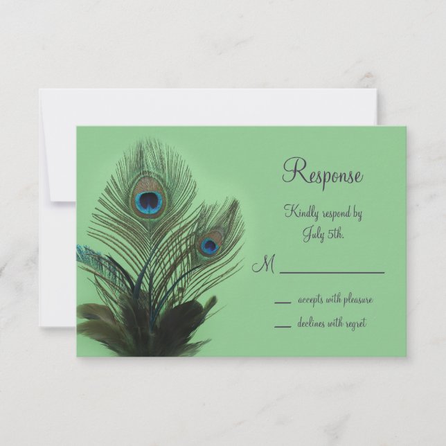 Elegant Peacock UAWG (grün) RSVP Karte (Vorderseite)