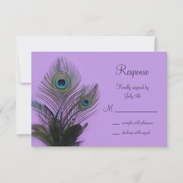 Elegant Peacock UAWG (lila) RSVP Karte (Vorderseite)