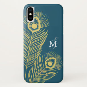 Elegant Peacock Vintag Monogram iPhone X Hülle