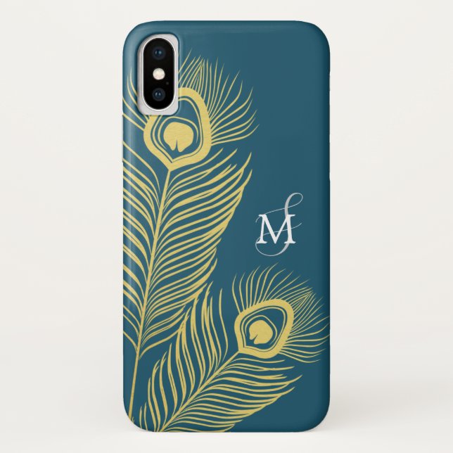 Elegant Peacock Vintag Monogram Case-Mate iPhone Hülle (Rückseite)