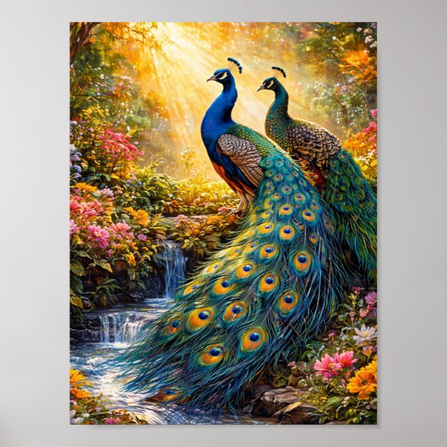 Elegant Peacock Wall Art Poster | (Vorne)