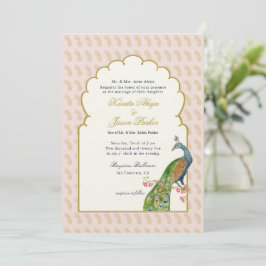 Elegant PeacockPink & Gold  Indian wedding  Einladung