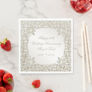 Elegant Pearl 30. Hochzeitstag Serviette