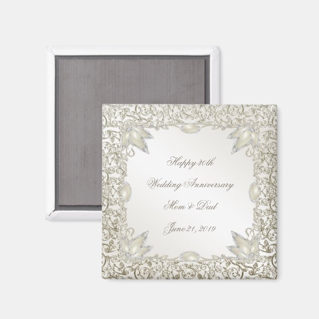 Elégant Pearl 30ème Mariage Anniversaire Magnet (Recto/Verso)