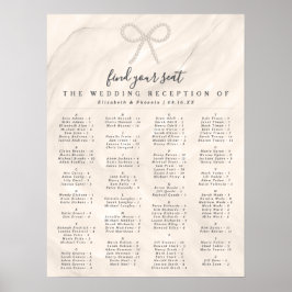 Elegant Pearl Bow Alphabetical Guest Seating Chart Poster