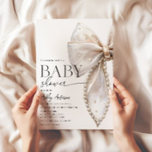 Elegant Pearl Bow Girl Baby Shower