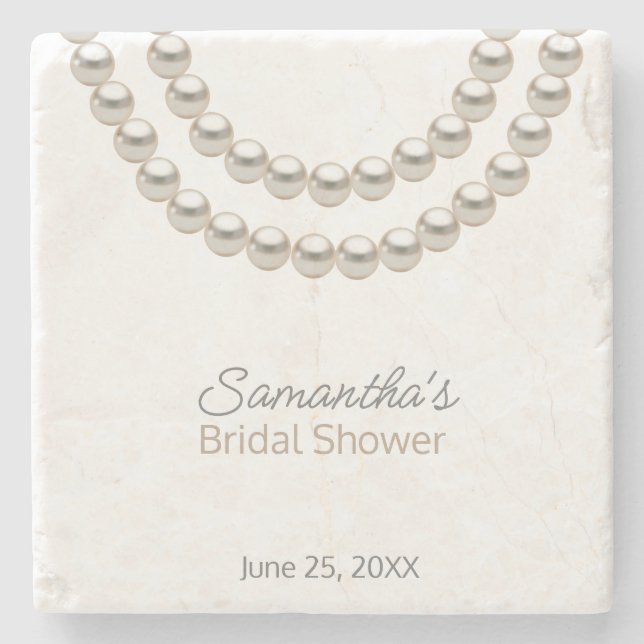 Elegant Pearl Brautparty Steinuntersetzer (Vorderseite)