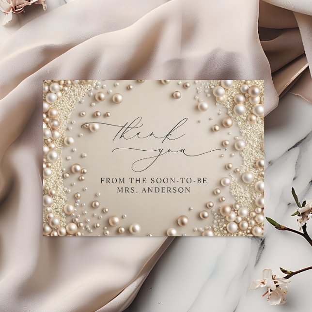 Elegant Pearl Fête des mariées Carte de remercieme (Créateur téléchargé)