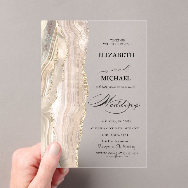 Elegant Pearl Glitzer Script Wedding Acryleinladungen (Insitu (Handheld))