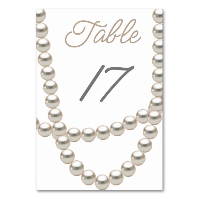 Elegant Pearl Necklace Brautparty Tischnummer (Vorderseite)