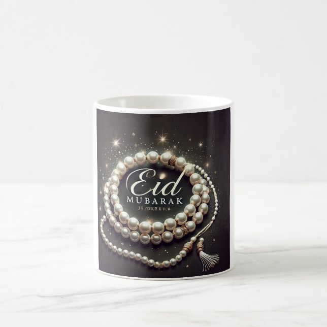 Elegant Pearl Tasbih Eid Mubarak Kaffeetasse (Mittel)