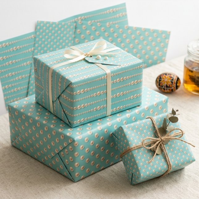 Elegant Pearl & Turquoise Geschenkpapier Set (Von Creator hochgeladen)