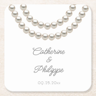 Elegant Pearl Wedding Rechteckiger Pappuntersetzer