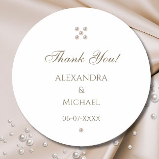 Elegant Pearl Wedding Vielen Dank Runder Aufkleber