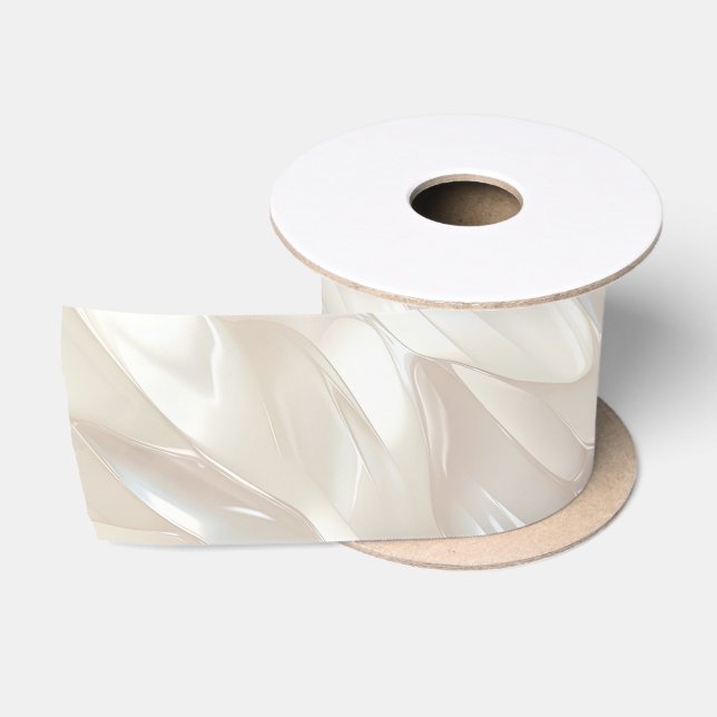 Elegant Pearl White Muschel Abstrakt Satinband (Spule)