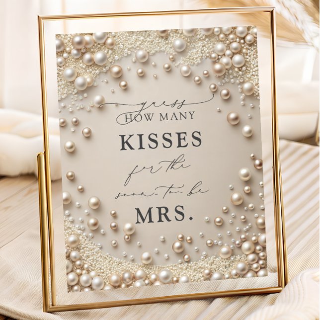 Elegant Pearl Wie viele Kisses Brautparty Game Poster (Von Creator hochgeladen)