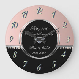 Elegant Pearls Diamonds 25th Wedding Anniversary Große Wanduhr