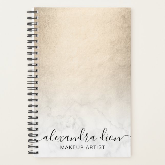 Elégant peintre de maquillage en marbre blanc or c (Devant)