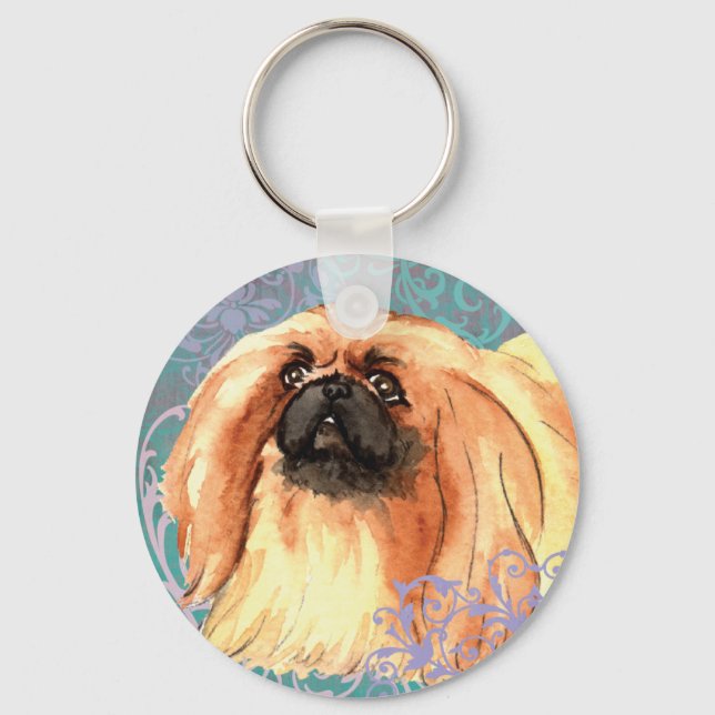 Elegant Pekingese Schlüsselanhänger (Vorderseite)