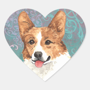 Elegant Pembroke Welsh Corgi Herz-Aufkleber