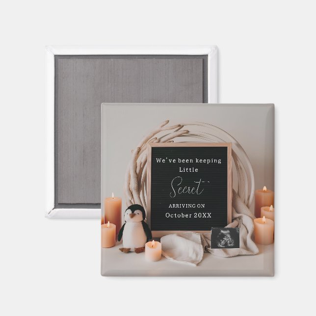 Elegant Penguin Pregnancy Announcement keepsake  Magnet (Vorderseite/Rückseite)