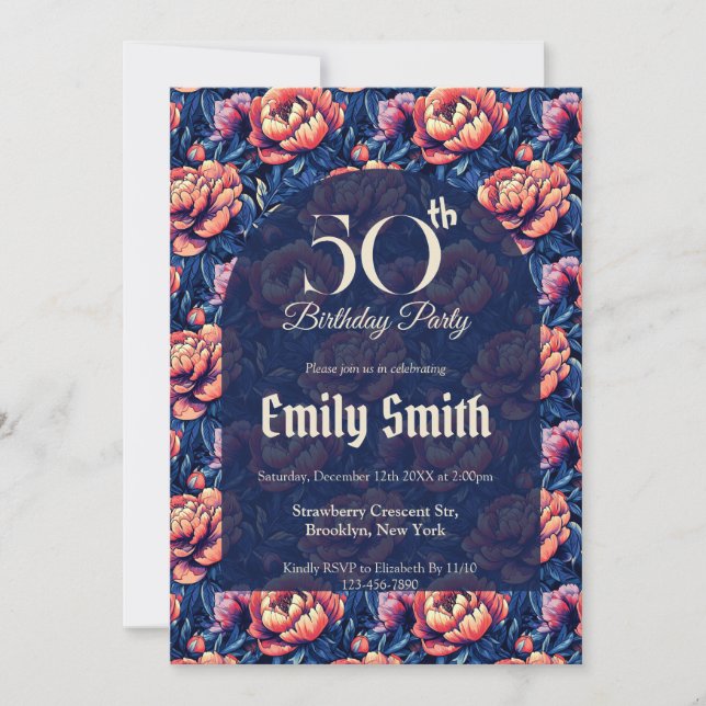 Elegant Peonies Flower Outdoor Birthday Einladung (Vorderseite)