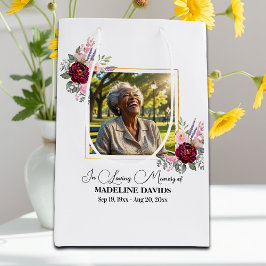 Elegant Peonies Photo Funeral Keepsake Mittlere Geschenktüte