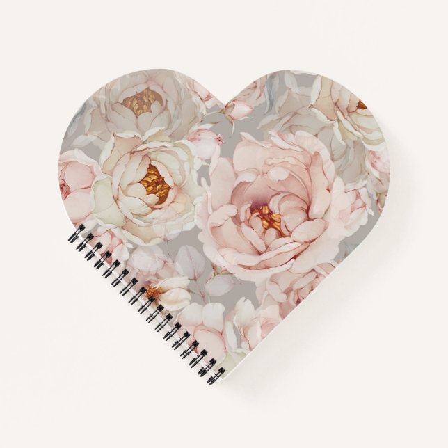 Elegant Peony Floral Notizbuch (Vorderseite)