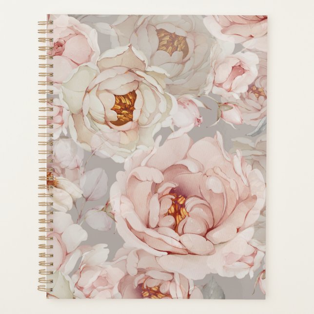 Elegant Peony Floral Planner Planer (Vorderseite)