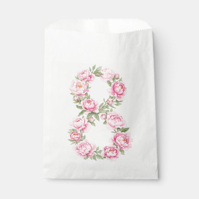Elegant Peony Flower Illustration for March 8 Geschenktütchen (Vorderseite)