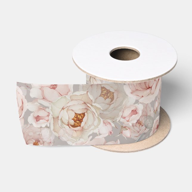 Elegant Peony Ribbon Satinband (Spule)