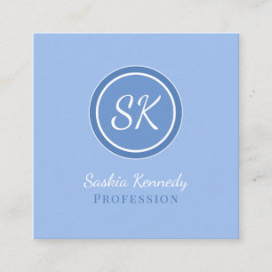 Elegant Periwinkle Blue Beruflich Monogram Quadratische Visitenkarte