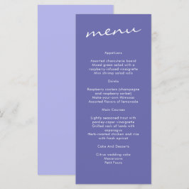 Elegant Periwinkle Blue Calligraphy Wedding Menükarte