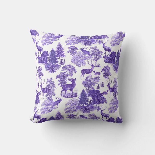 Elegant Periwinkle Blue Toile Dez Kissen (Vorderseite)