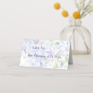 Elegant Periwinkle Clematis Wedding Platzkarte