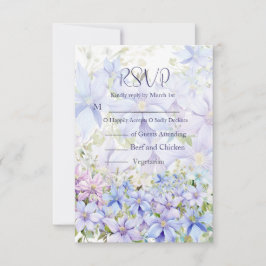 Elegant Periwinkle Clematis Wedding RSVP Karte