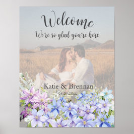 Elegant Periwinkle Clematis Wedding Welcome Foto Poster