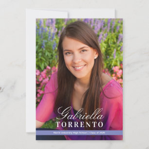 Elegant Periwinkle Custom Foto Graduation Party Einladung