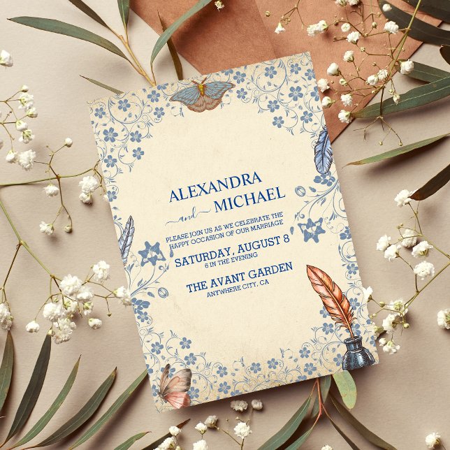 Elegant Periwinkle Floral Wedding Einladung (Von Creator hochgeladen)