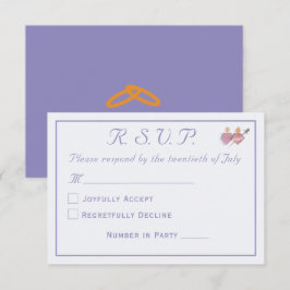 Elegant Periwinkle Two Hearts Catholic Wedding  RSVP Karte
