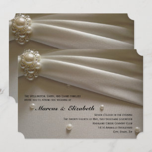 Elégant perles Faire-part de mariage crème ivoire