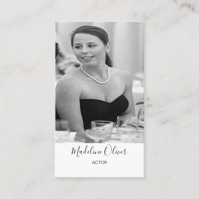 Elegant Personal Fotograf Stilvoll Schwarz-weiß Visitenkarte (Vorderseite)
