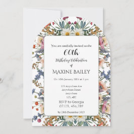 Elegant Personalised Floral Arch 60th Birthday Einladung