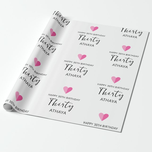 Elegant Personalisiert 30. Geburtstag Geschenkpapier (Ungerollt)
