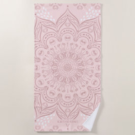 Elegant Personalisiert Boho Blush Pink Mandala Strandtuch