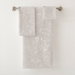 Elegant Personalisiert floral Badhandtuch Set