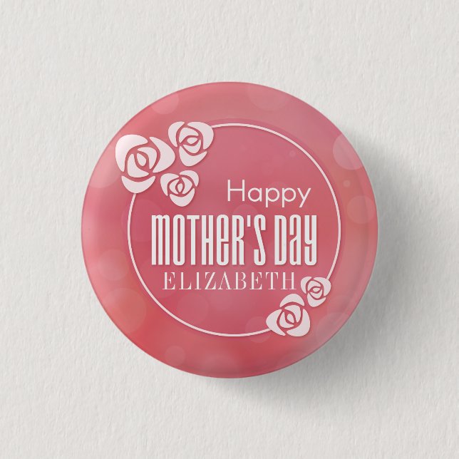 Elegant Personalisiert Happy Mother Day Button But (Vorderseite)