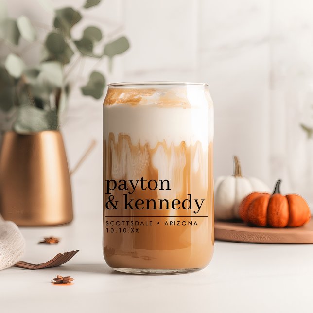 Elegant Personalisiert mit Name Hochzeit Empfang Dosenglas (Von Creator hochgeladen)