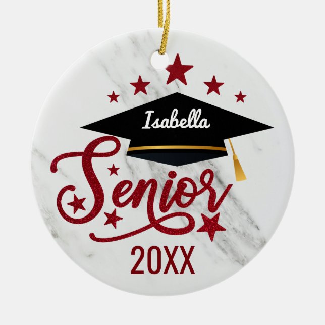 Elegant personalisiert Name Abschluss Senior 2023 Keramik Ornament (Vorne)
